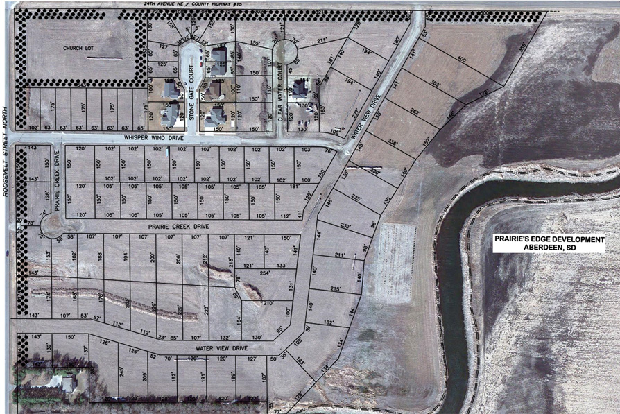 Aerial view of Prairies edge development.